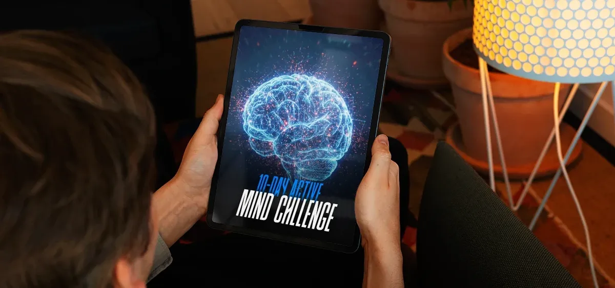10-Day Active Mind Challenge e-book on a tablet